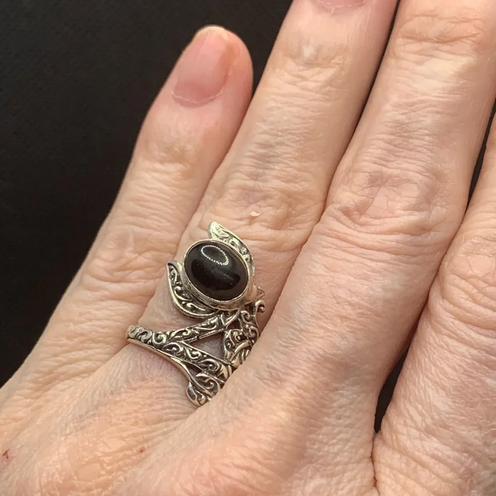 COPY - BALI LEGACY INDIAN BLACK STAR DIOPSIDE RING - Picture 5 of 9